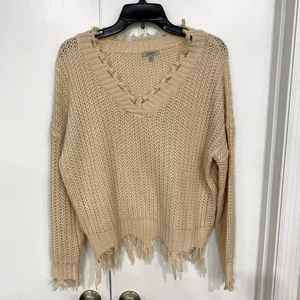 Cream V Neck Sweater